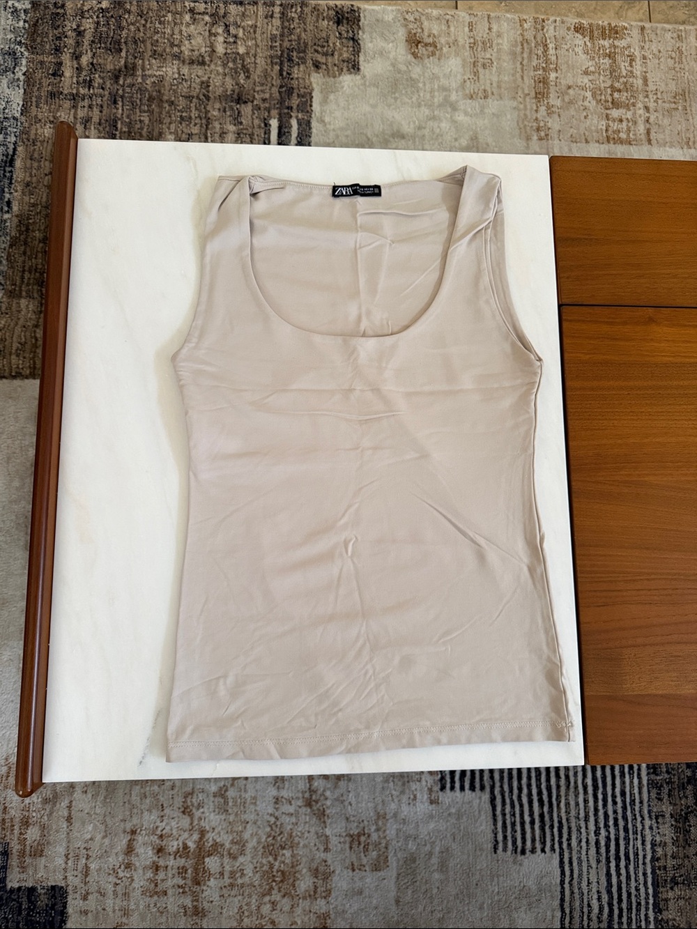 Zara Light Taupe Scoop Neck Tank Top